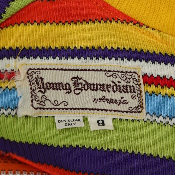 Vintage Young Edwardian by Arpeja 60s 70s Mod Skater Dress Polo Collar Striped 9 - Picture 6 of 6